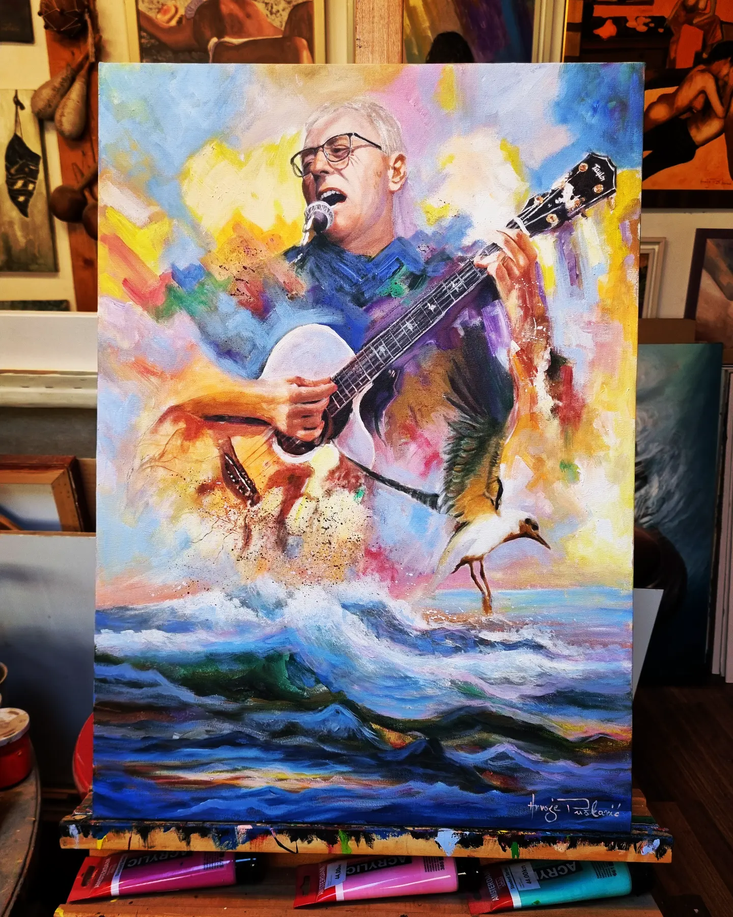 Slika glazbenika s gitarom